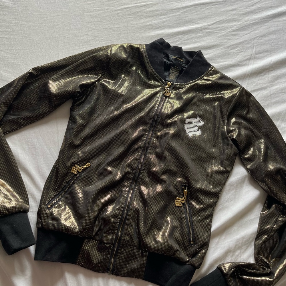 Y2K Rocawear Gold Metallic Bomber Jacket